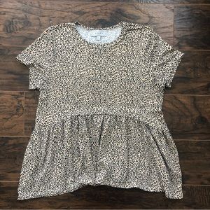 Gaze Leopard Print Babydoll Tee